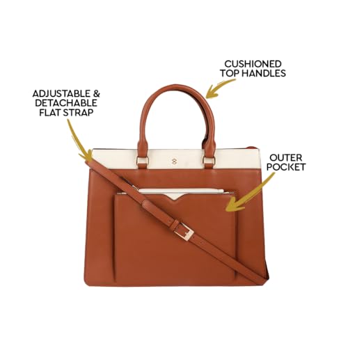 Image of HORRA 13 Inch Laptop Bag For Women Office use with Padded Laptop Compartment and Extra Pouch | Laptop Tote Handbag for Work| For College| Vegan Leather Handbag | Daily & Travel Use