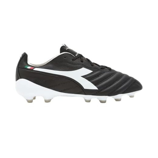 Diadora Brasil Elite 2 Tech ITA LPX Firm Ground Cleats (Black/White, us_Footwear_Size_System, Adult, Men, Numeric, Medium, Numeric_11_Point_5)