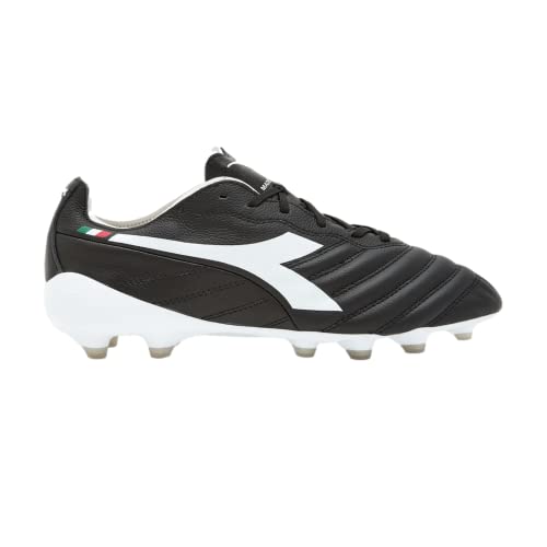 Diadora Brasil Elite 2 Tech ITA LPX Firm Ground Cleats (Black/White, us_Footwear_Size_System, Adult, Men, Numeric, Medium, Numeric_10)