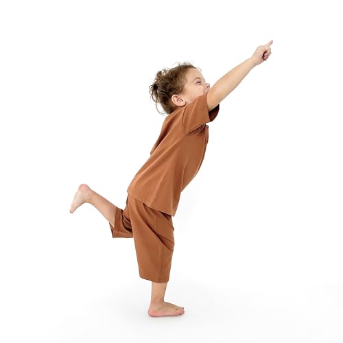 Image of Asenka. Two-Piece Set for Boys and Girls: T-Shirt and Shorts (Brown, 2-3 Years)