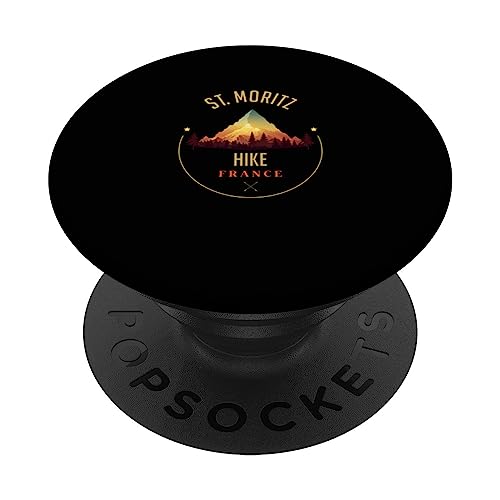 St. Moritz Souvenir Apparel - St. Moritz Hiking PopSockets Swappable PopGrip, Black