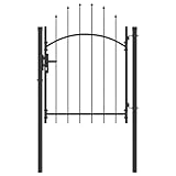 Vopese Gartentor mit Schloss Grau 150 x 100 cm 100 x 150 cm Stahl Gartenzaun Metall Model42008899