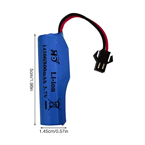 NAVESO 4 Stück 3.7V 800mah Li-Ion Akku 14-500, 3.7V RC Akku, Wiederaufladbare Li-Ion Battery mit 4 USB Chargers SM-2P Plug, RC Rechargeable Battery für RC Fahrzeuge, Boote, Panzer, Roboter, Autos