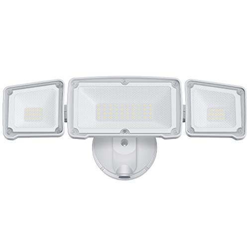 LEPOWER 3500LM Dusk to Dawn LED Security Lights Outdoor, 35W Super Bright Flood Light Outdoor with Photocell, 5500K, IP65 Waterproof 3 Head Exterior Light for Garage, Patio, Yard (No Motion Sensor)