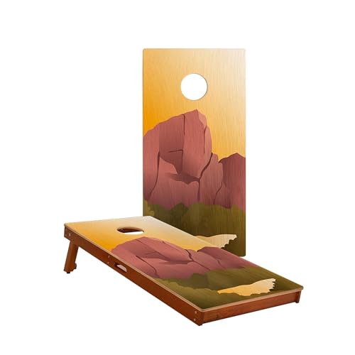 Skip's Garage Zion Waterproof Cornhole Boards - Includes (2) Boards (Resin Bags) + (1) Carry Case, (2) Hole Lights & (2) Edge Lights