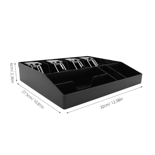 DIYEAH Multi-Grid Cash Drawer Organizer Box with Clip 12.6 X 10.8 X 2.4 Inches Cashier Tray for Coins and Bills in Retail and Supermarket Use - Thumbnail 6