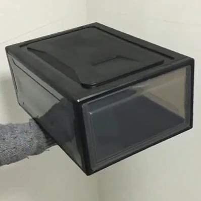 Stackable Shoe Organizer Shoes Box Womens Mens Shoe Sneakers Storage Box Foldable Stackable Shoe Storage Container Clear Closet Shelf For Closet, Size 12 (14.9”X 10.4”X 7.9”) - 3 Packs, Black #TOP2