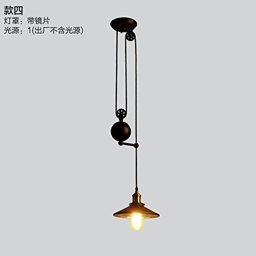 EI Iluminación Creativa para el hogar y Personalidad Elegante y restaurantes para el Dormitorio Lámparas de Barras American Loft Industrial Polea elevadora Iron a