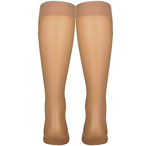 Nuvein Sheer Compression Stockings For Women, 8-15 Mmhg Support, Light Denier, Knee High, Closed Toe, Beige, Medium #TOP7