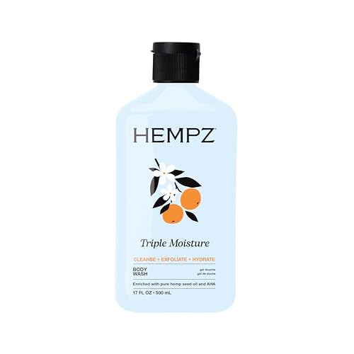 Image of Hempz Triple Moisture Body Wash - Grapefruit & Peach - Hydrating for Sensitive Skin, Scented, Exfoliating with Shea Butter, Pure Hemp Seed Oil, and Algae for Sensitive Skin - 17 fl oz