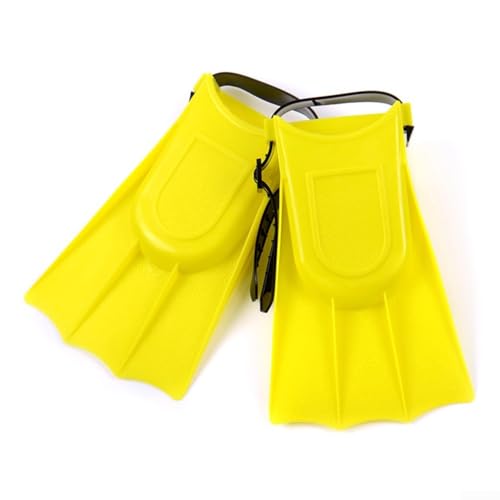Aletas de natación ajustables para niños para buceo, soporte antideslizante, diseño aerodinámico, construcción de PVC, varios tamaños, azul, amarillo, naranja, verde, acuático (amarillo)