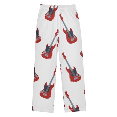 Red Guitar Boys Pants Boys Athletic Pants Long Pant for Boywith Pockets Wide-Leg Size 6-14Y