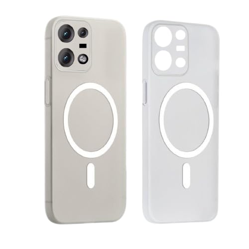 Image of Frosted Magnetic Back Cover for Moto Edgee 50 Pro Semi Transparent Slim Matte Case, Shockproof, Wireless Charging Compatible, Anti Yellow [White]