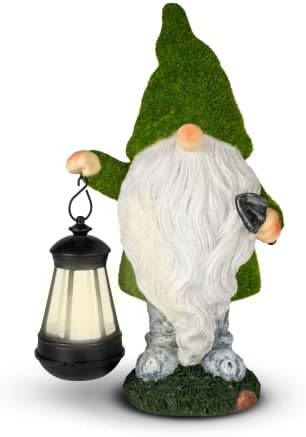 Garden Gnome With Solar Light Hanging Lantern | Outdoor & Indoor Resin Ornament | Waterproof Garden Lights Statue | Patio & Yard Decoration | M&W