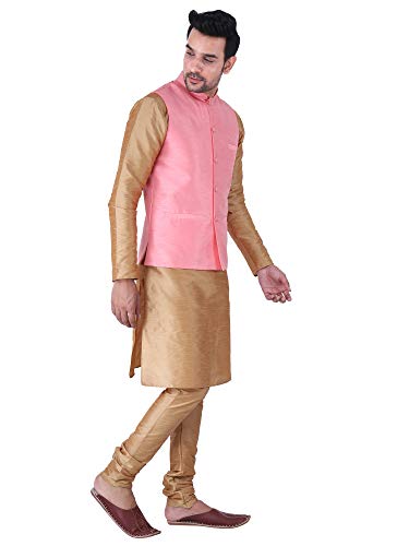 Image of Sadree Silk Men's Kurta Pajama Waistcoat or Nehru Jacket Set
