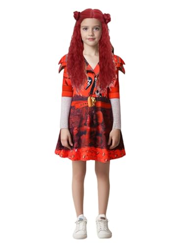 Disfraz completo vestido rojo niñas 4-14 años con peluca miniatura 2