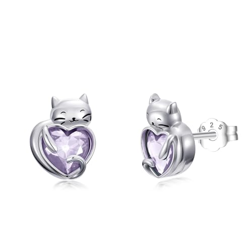 Boucles d'oreilles chat en argent cadeau d'anniversaire maman