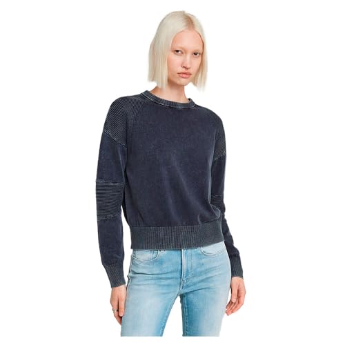 Sweat-shirt femme G-STAR léger washed biker pull noir en maille fine respirante