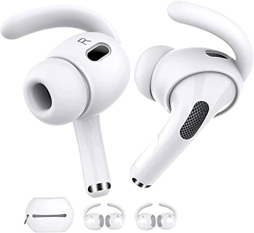 Mizi [2 Pair] Air Pods Pro 2nd Generation 2022/2023 Release Ear Hooks Covers [Added Storage Pouch] Anti Slip Grip [Not Fit in The Charging Case] - White