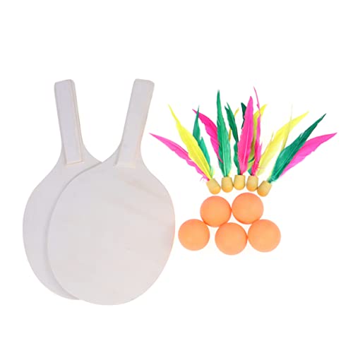 Anneome Original Wood Badminton Racket Beach Paddle Ball Game High Elastic Paddles for Outdoor Activities