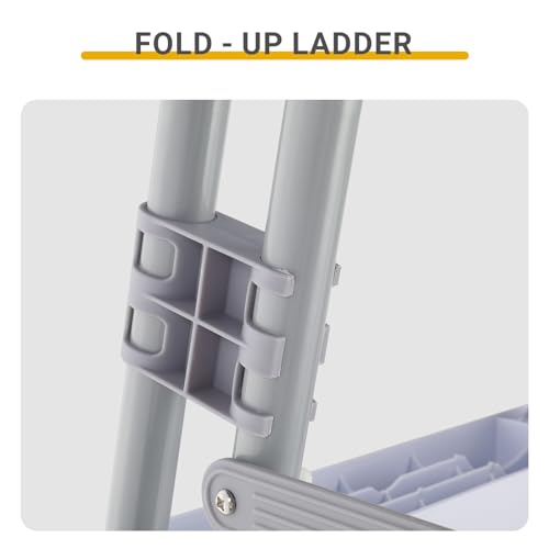 Image of 4 Steps Pool Ladder,Iron Above Ground Swimming Pools Steps Safety Ladders,Outdoor Pool Ladders,Heavy Duty Swimming Pools Ladder,with Metal Legs,for Outside Yard Backyard Garden Deck (Grey & White)