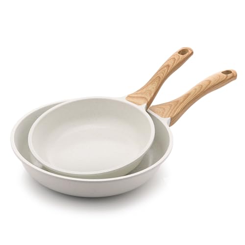 SENSARTE Nonstick Frying Pan Skillets, White Ceramic Coating Omel...