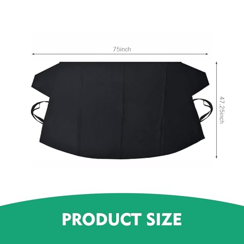 Image of 1 PC Car Windshield Cover, 75 inch x 47.25 inch 600D Oxford Fabric Windshield Frost Cover, Water and Heat and Sag-Proof Car Anti-Theft Cover, Universal for Most Cars (Black)