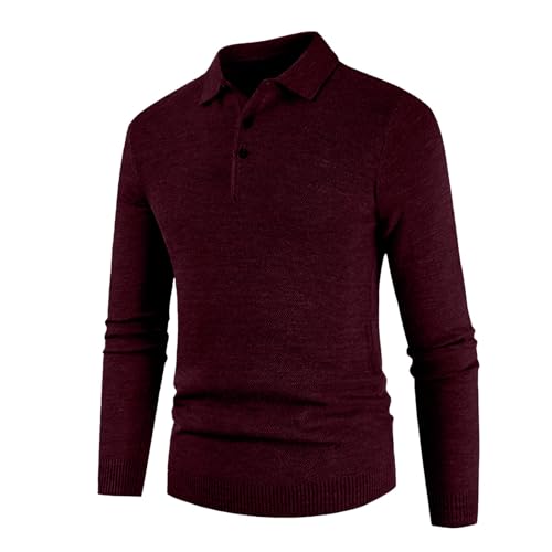 Chaqueta de punto de abrigo para hombre cárdigan grueso casual suéter rojo de manga larga L 4