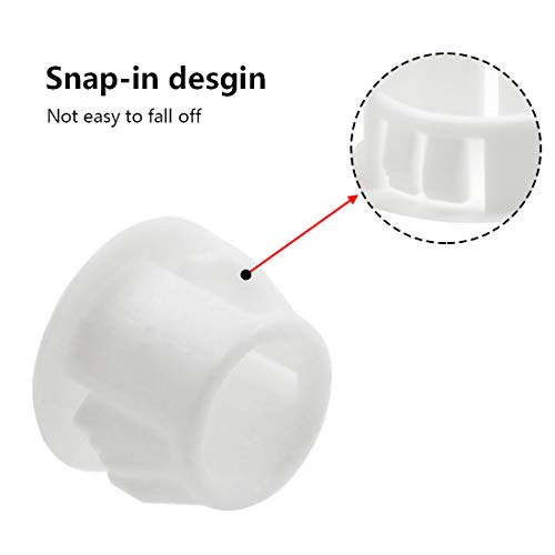 Qjaiune 1/2 Inch / 13Mm Hole Caps White Plastic Hole Plugs, Flush Mount Hole Plug Button Locking Panel Plugs Snap In Hole Cover, Tubing Post End Cap For Chair Table Furniture (30 Pack) #TOP4