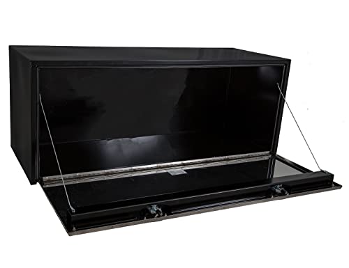 Image of Buyers Products 1704715 Black Steel Underbody Truck Box With Silver Polished Stainless Steel Door, 24 x 24 x 60 Inch, Made In The USA, Truck Tool Box Organizer With Storage, Job Box For Work Truck