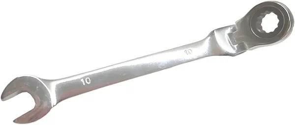 Honkenda 10mm 12PT Flexible Head Gear Wrench, Alloy Steel Industrial Grade Metric Flex Head Ratchet Spanner Tool with 5°Movement and 72 Teeth