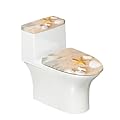 KUIFORTI Beach Starfish Toilet Cover Set of 2,Sea Shell Print Toilet Seat Lid Cover Round Elongated and Oblong Lids Portable for Bathroom Decorations