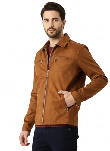 Generic Men's Classic Super Suede Leather Jacket, Brown, S - Image 2