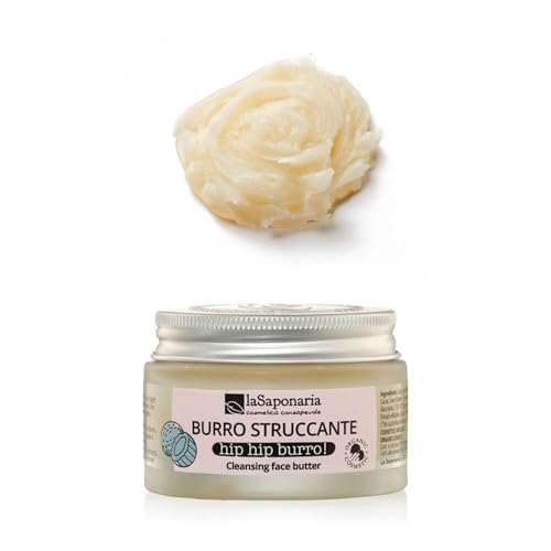 La Saponaria | Manteca desmaquillante facial y de ojos concentrada con manteca de karité, aceite de coco virgen y vitamina E natural, Desmaquillante orgánico nutritivo e hidratante 45 ml