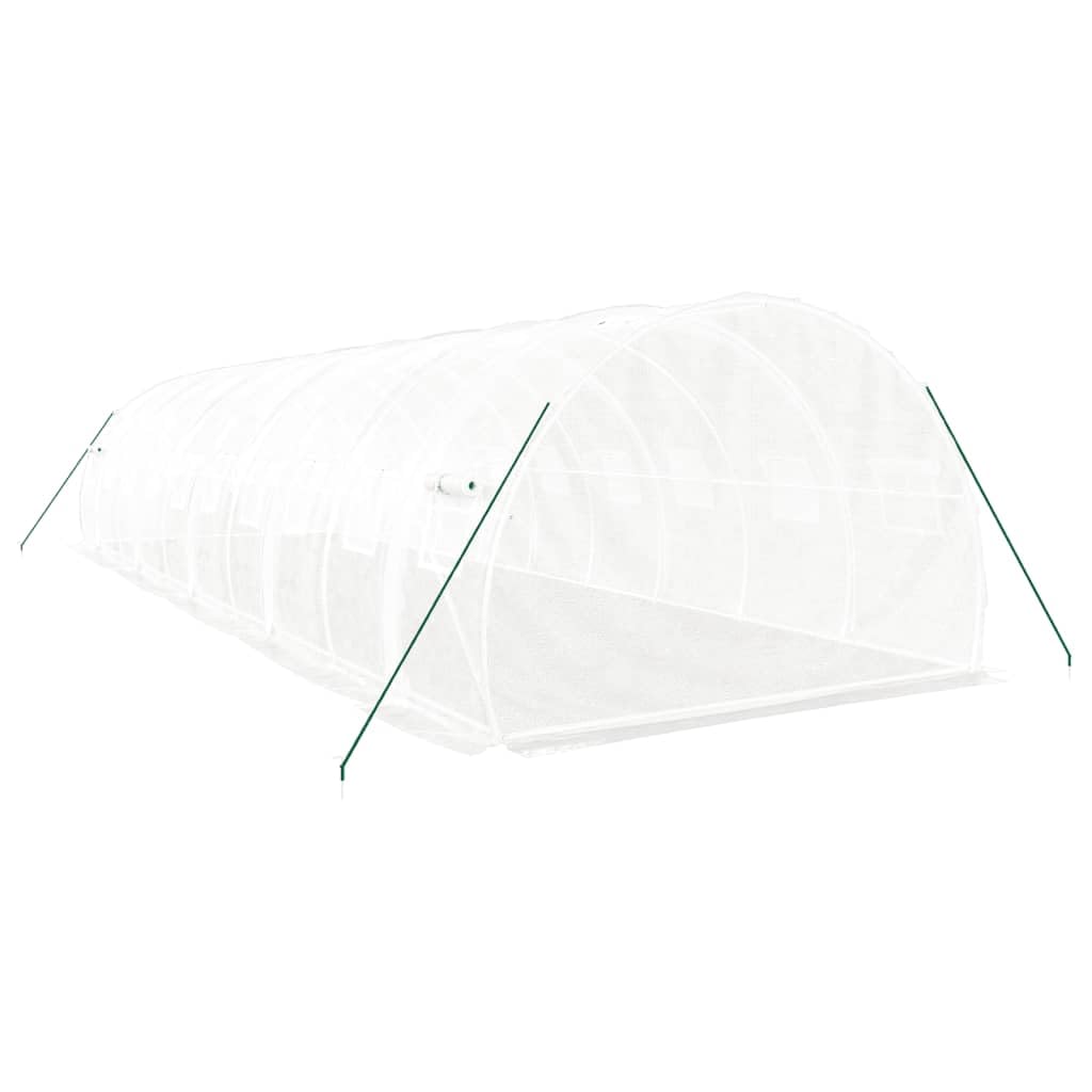Homgoday Invernadero con Estructura de Acero Blanco 30 m² 10x3x2 m, Invernadero Caseta Jardín Terraza Plantas Semilla Cultivo Huerto Verduras Cubierta Casero