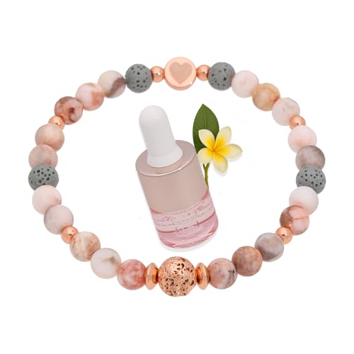 Lia Chahla London Zebra Jasper & Lava Rock Bracelet with Essential Oil Mist Aromatherapy Diffuser Bracelet for Anxiety & Relaxation Crystal Healing Jewellery Gift