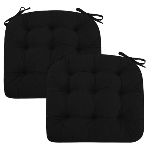 PRIMEPATIO 2er Set Stuhlkissen, 50x50x7 cm, Schwarz – Bequeme Sitzkissen aus Cordstoff und Kristallsamt mit Bindebändern, ideal für Esszimmer, Büro, Wohnzimmer und Gartenstühle, Hochwertige Füllung PRIMEPATIO 2er Set Stuhlkissen, 50x50x7 cm, Schwarz – Bequeme Sitzkissen aus Cordstoff und Kristallsamt mit Bindebändern, ideal für Esszimmer, Büro, Wohnzimmer und Gartenstühle, Hochwertige Füllung