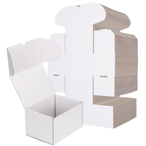 Image of RLAVBL 7x5x4 Shipping Boxes Set of 50, White Corrugated Cardboard Box for Packing, Mailing, Business