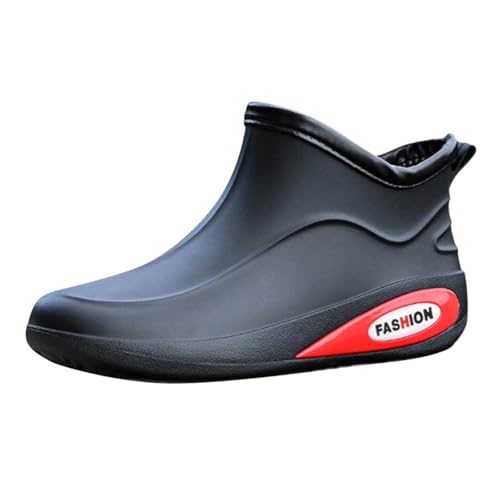 Botas de agua cortas para lluvia para hombre y mujer, botas de pesca cómodas en el jardín, ligeras, navegación, camping, vela, viajes y senderismo, Black, 38 2/3 EU