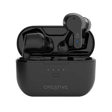 Creative Fones de ouvido Zen Air Pro (preto) leve e à prova de suor sem fio com cancelamento de ruído ativo, modo ambiente, LE Audio, Bluetooth 5.3, IPX5, até 33 horas de vida útil da bateria