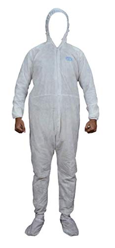Coveralls Suit with Hood, Elastic at Cuffs, Ankles and Waist,Zip Front Opening, Serged Seams for Spray Paint,Industrial