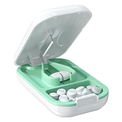 Yajimsa Caja Pastillas | Combo Cortador Pastillas y Organizador - Triturador medicamentos tamaño Viaje para Hombres y Mujeres, Almacenamiento píldoras Multiusos
