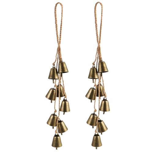 2 Pack Witch Bells for Door Knob Protection Outdoor Bells Hanging Bells for Door knob Witches Bells Magic Wind Chimes for Home Protection Witch Bells Kit(Rustic)