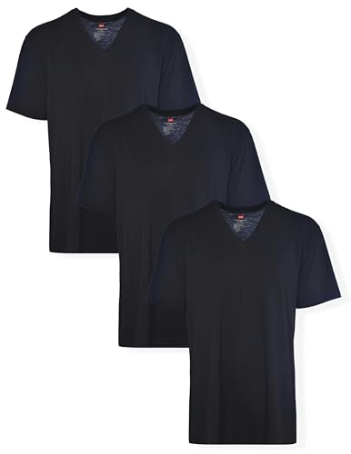 Image of Hanes Men's V-Neck Undershirts, Tag-Free 100% Cotton Multipack Tall Size Basics Soft T-Shirts