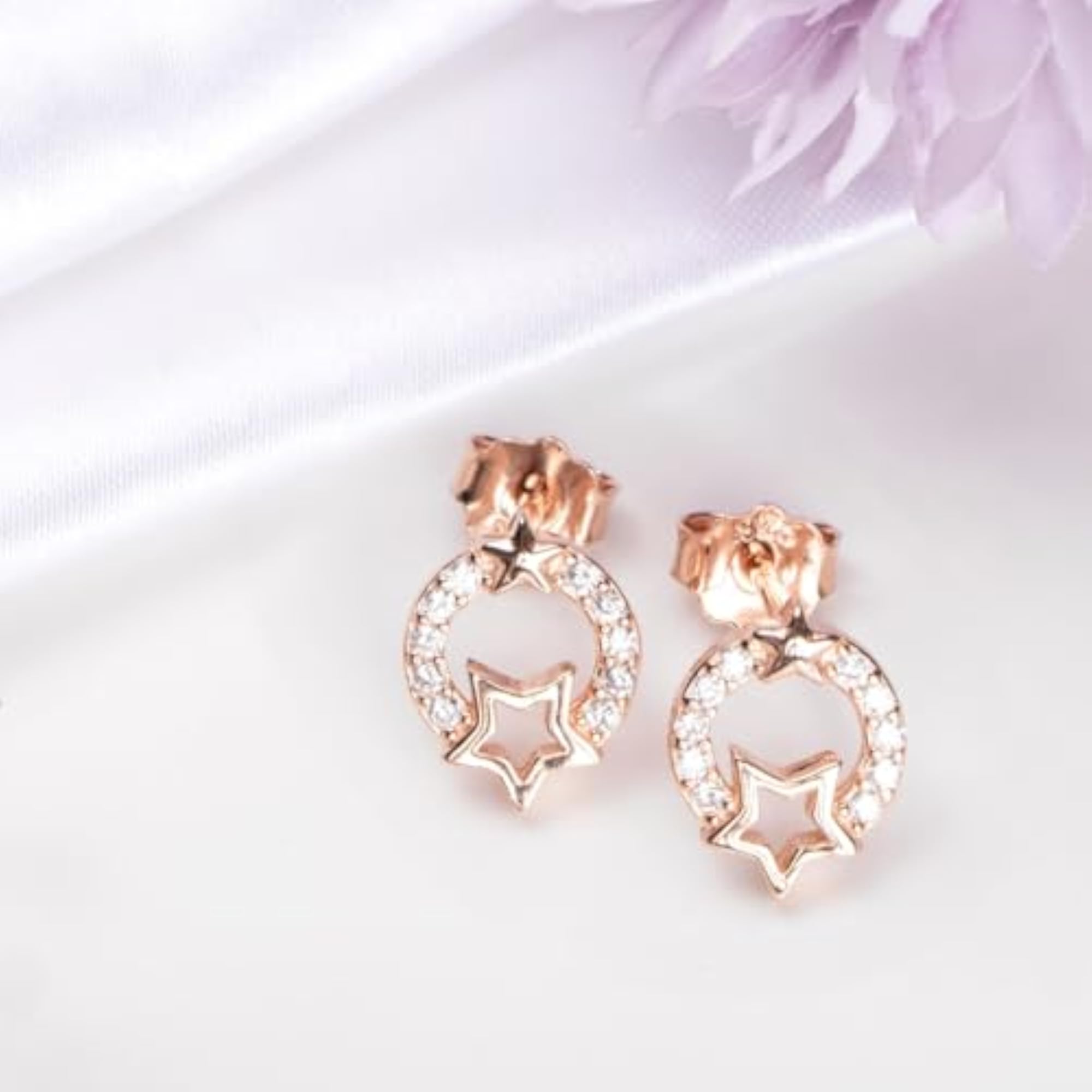 925 Silver Star Earrings, Plated, 925 Hallmark