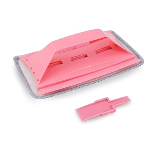 Image of Multifunctional Glass& Window Track Cleaning Tools, Soft Frosted Glass Window Washer Cloth Brush with Study PVA Handle and Scraper, Window Cleaner Tool for Windows, Doors, Tiles (Cute Pink)