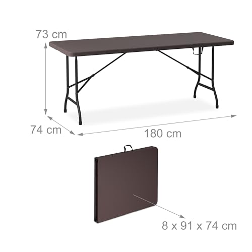 Table pliante et 2 bancs 180 cm marron Relaxdays pour camping - 5