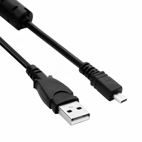 Mini USB Camera Charger Cable 1.5M – Compatible with Nikon CoolPix, Sony Cyber-shot, Fuji FinePix, Olympus FE, Panasonic Lumix, Casio, Pentax, Sanyo, Konica Digital Cameras – 1 Pack, Black