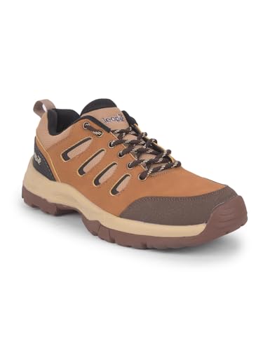 Image of Liberty Leap7x COLUMBO-1E Lacing Men Running Shoes - Dark Grey, Olive Green & Camel | Lightweight Sports Shoes with Comfortable Upper - Cushioned Footbed Suitable for Gym, Marathon, Walking & Outdoor