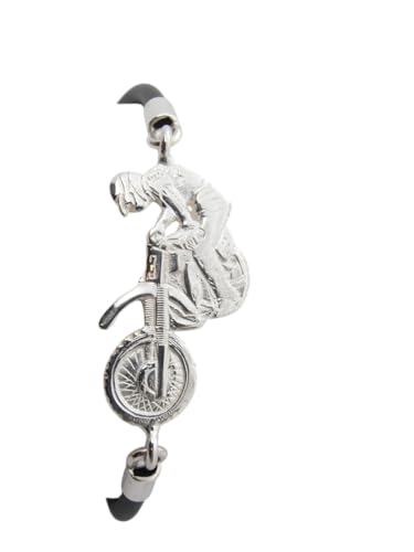 Bracelet motocross résistant en argent 925 et caoutchouc pour pilote et motard d'enduro
